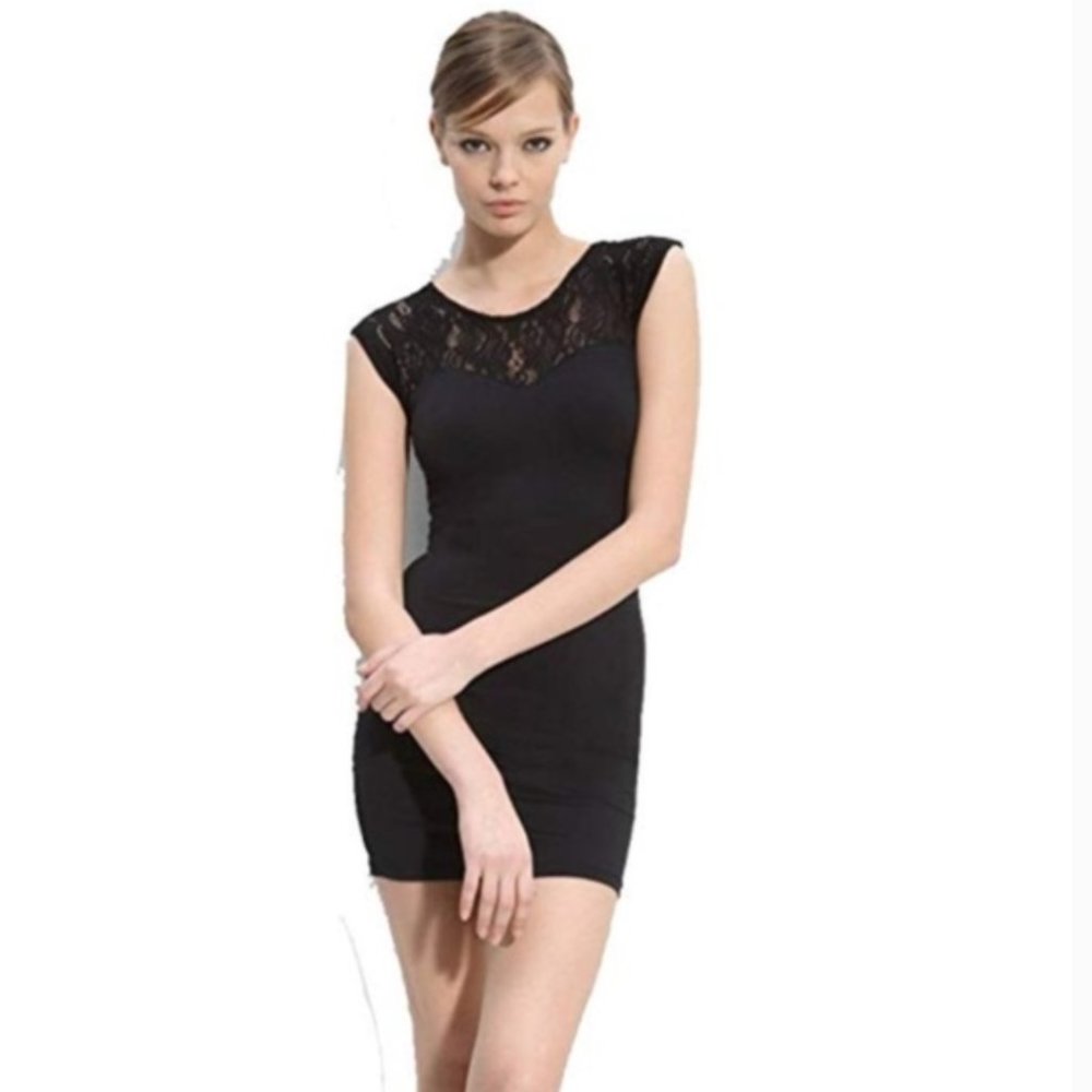David Lerner Black Lace Bodycon Mini Dress